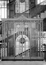 Lift doors of the Queen's Hotel, Birmingham, West Midlands, 1966