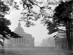 Mereworth Castle, Kent, viewed from the north west pavilion on a misty autumn morning, 1922