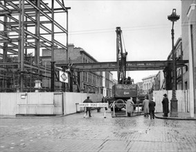 Construction work at Churchill Gardens in Pimlico, London, 1950s