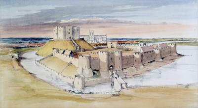Illustration of York Castle, North Yorkshire, as it might have been in the late 13th century, 1985