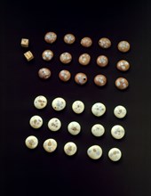 Gaming Counters and Dice excavated at Lullingstone Roman Villa, Eynsford, Kent, 1991