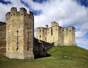 Gray Mare's Tail tower and the keep, Warkworth Castle, Northumberland, 1994
