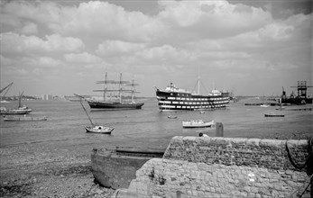The 'Cutty Sark' and the 'Worcester', Greenhithe, Kent, c1945-c1965