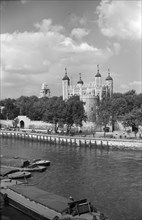 The Tower of London from Tower Bridge, London, c1945-c1965