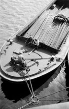 Thames bargemen on their barge, c1945-c1965