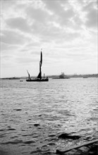 A Thames sailing barge in Gravesend Reach, Kent, c1945-c1965