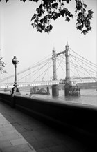 Albert Bridge from the Chelsea Embankment, London, c1945-c1965