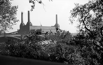 Battersea Power Station from the Chelsea Embankment, London, c1945-c1965