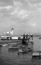 A number of small boats moored at Gravesend, Kent, c1945-c1965