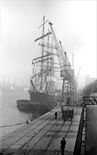 The 'Pamir', a sailing ship, in the Royal Victoria Dock, Canning Town, London, c1945-c1965