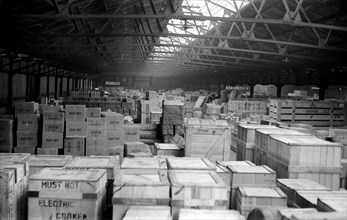 A transit shed at King George V Dock, London, c1945-c1965