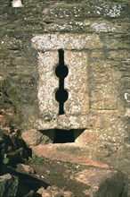 Gun loop at Berry Pomeroy Castle, Devon, 1995