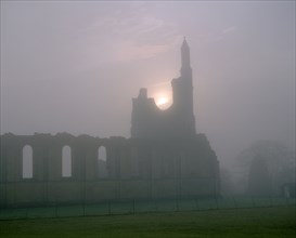 An autumn sunset at Byland Abbey, North Yorkshire, 1998