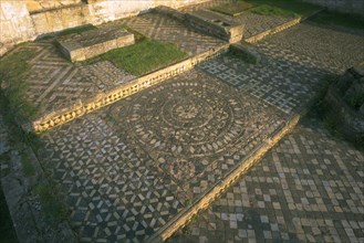 Tiles in the church of Byland Abbey, North Yorkshire, 1997