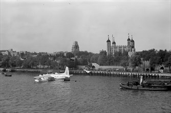 BOAC Short Sunderland flying boat in the Pool of London, c1945-c1965