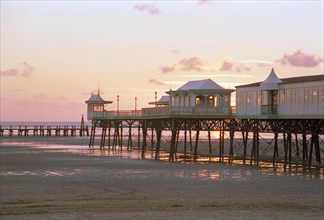 The pier at Lytham St Anne's viewed at sunset, Lancashire, 1999