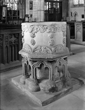 The font in the church of St John the Baptist, Barnack, Cambridgeshire