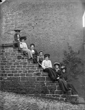 Women on steps, Hellidon, Northamptonshire, c1896-c1920