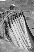 View across the Elan Valley Dam, Wales, c1945-c1965