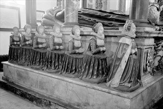 Detail of a monument in Rotherfield Greys church, Oxfordshire, 1964