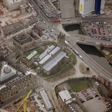 An aerial view of Manchester Cathedral, 2001