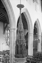 Font cover in St Gregory's Church, Sudbury, Suffolk, c1965-c1969