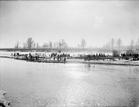 Rowing teams launching boats in the snow, Sandford on Thames, Oxfordshire, c1860-c1922
