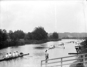 Preparing to start a race during the Henley Regatta, Henley-on-Thames, Oxfordshire, c1860-c1922