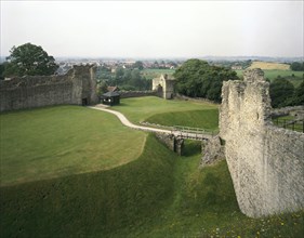 The outer ward and gatehouse, Pickering Castle, North Yorkshire, 1990