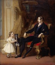 Albert Prince Consort with Princess Victoria and Eos, c1843
