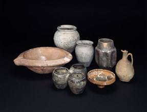 Pottery vessels excavated from Aldborough Roman Town, North Yorkshire