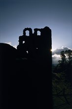 Clun Castle, Shropshire at sunset, 1990
