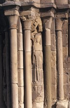 Statue of St Winifred on the chapter house entrance, Haughmond Abbey, Shropshire, 1999