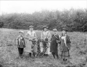 Children posing with May Day garlands, Oxfordshire, c1860-c1922