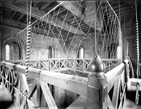 Interior of a church bell tower, Oxfordshire, c1860-c1922