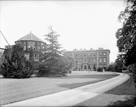 Students playing tennis on the lawn, Radley College, Radley, Oxfordshire, c1860-c1922