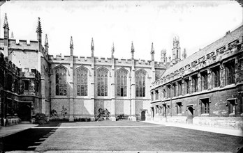 All Souls College, Front Quad, Chapel, Oxford, Oxfordshire, 1875