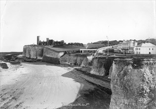 Kingsgate Castle and the beach, Broadstairs, Kent, 1890-1910