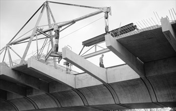 Hammersmith Flyover during construction, Hammersmith, London, 1961