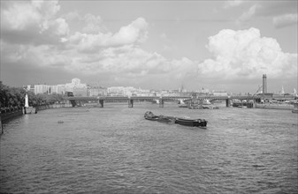Hungerford Bridge and the River Thames, London, c1945-1965