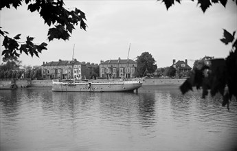 Ship moored on the Thames at Hammersmith, London, c1945-1965