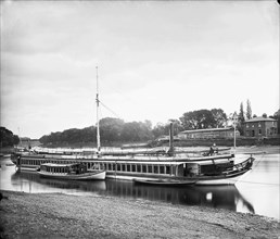 Barge on the River Thames at Fulham, London, c1860-1922