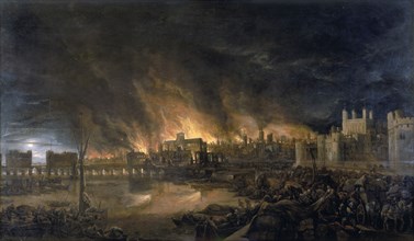 'The Great Fire of London, 1666', (c1666). Artist: Unknown