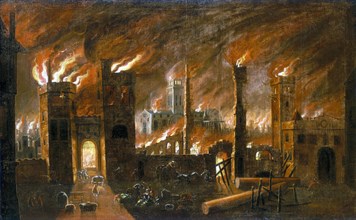 'The Great Fire of London, 1666', (c1675). Artist: Unknown