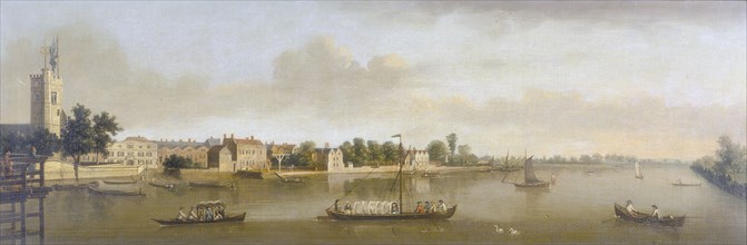 'Putney and the Thames from Putney Bridge', c1750. Artist: Unknown