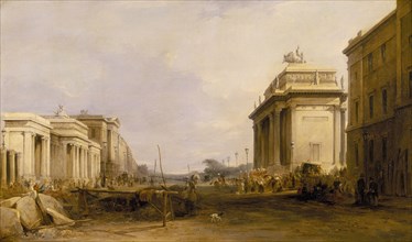 'Hyde Park Corner and Constitution Arch', c1833. Artist: James Holland