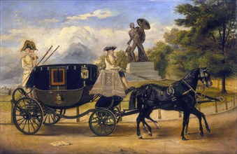 'The Dress Carriage of Viscount Eversley in Hyde Park', c1856. Artist: Edwin Frederick Holt