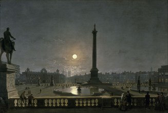 'Trafalgar Square by Moonlight', c1865. Artist: Henry Pether
