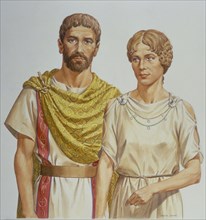 A Roman man and woman. Artist: Derek Lucas