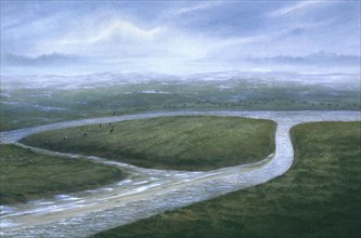 Valley of the River Colne, Southern England, 8000 BC  Artist: Frank Gardiner